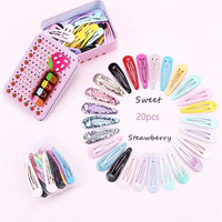 20Pcs/Box Random Style Women Hair Accessories Storage Paint Metal Alloy Hairpin Candy Mixed Color Hair Clip Cute Girls Headdress