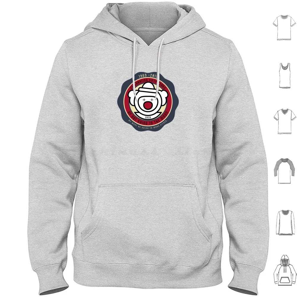 It's The Moon-Landing Big 50th! Hoodie Cotton Long Sleeve Clown Red White Landing Anniversary Hoax Rover Lunar Module Fifty