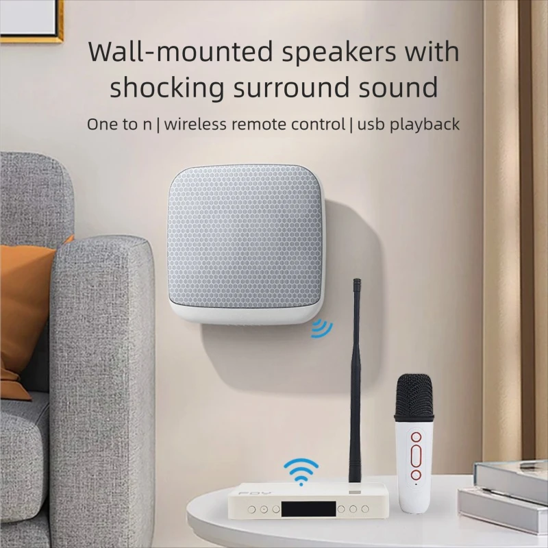 

Настенный динамик Мощный стереозвук покрывает широкий спектр магазинов и торговых центров Bluetooth USB-флешка AUX