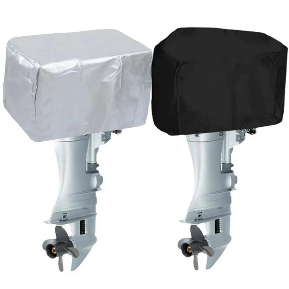 15-250HP Full Outboard Motor Engine Boat Cover 210D Waterproof Anti-scratch Heavy Duty Engine Protector Motor Black Boat Fabric