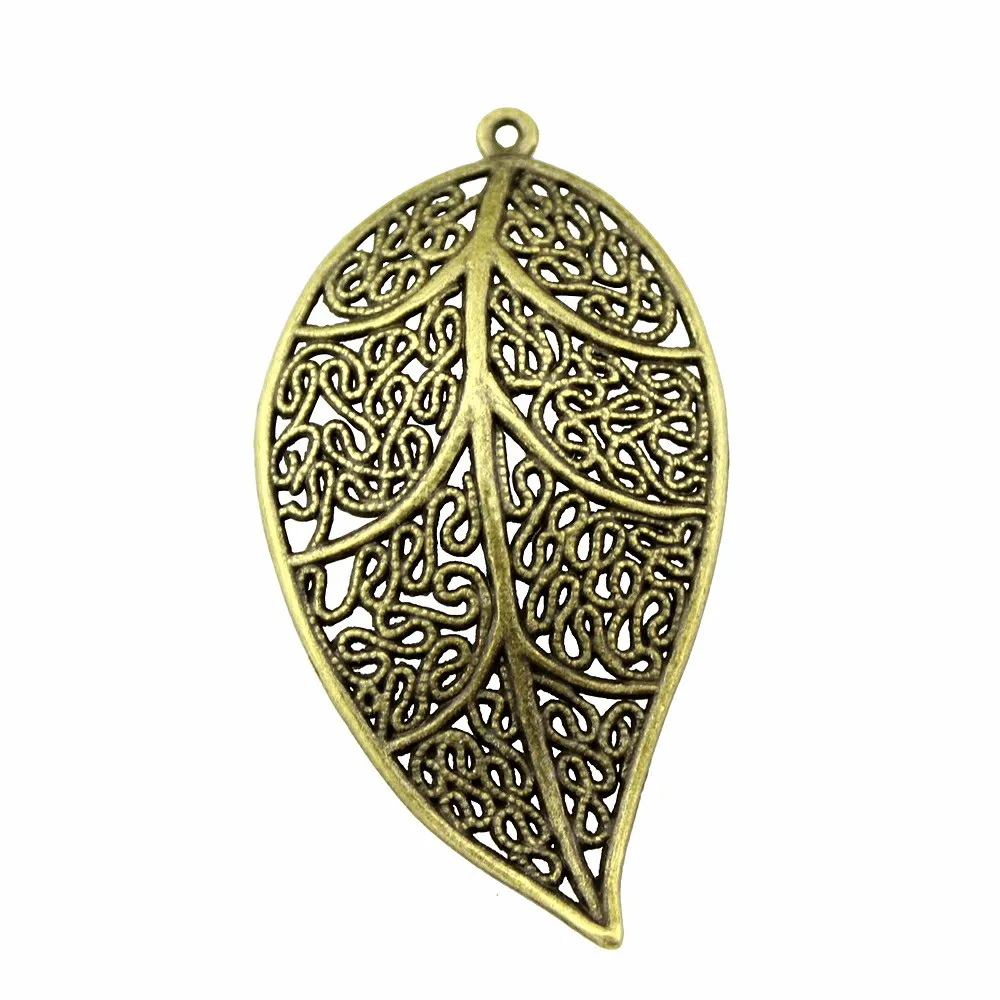 WYSIWYG 3pcs 57x31mm 3 Colors Big Filigree Leaf Pendant Big Leaf Pendant Charms