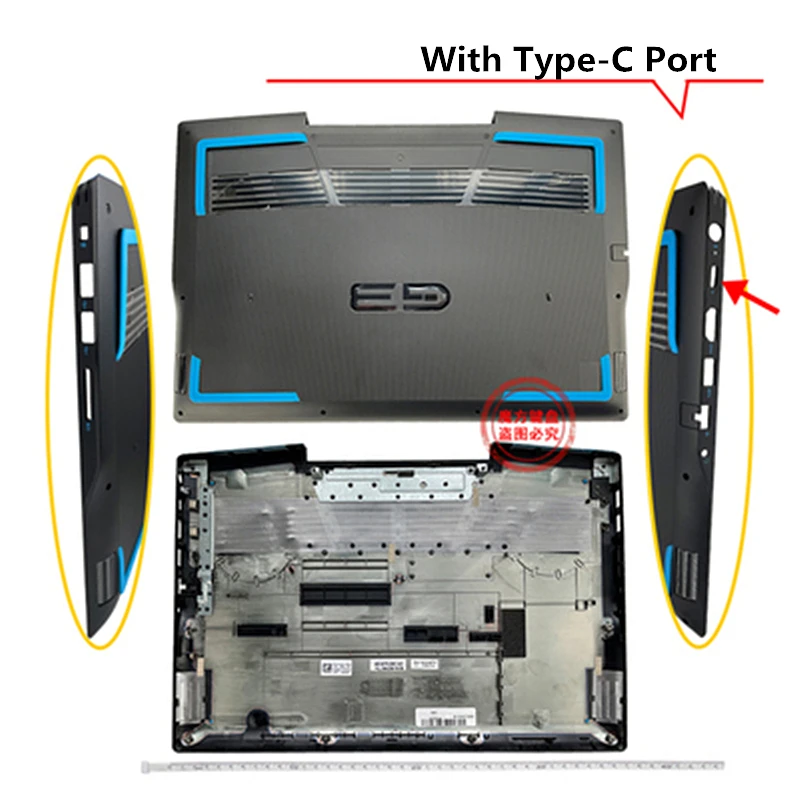 Imagem -04 - Nova Laoptop Topcase Palmrest Capa Superior Inferior Case Teclado Habitação para Dell g3 3590 Inferior Capa Base Carcaça