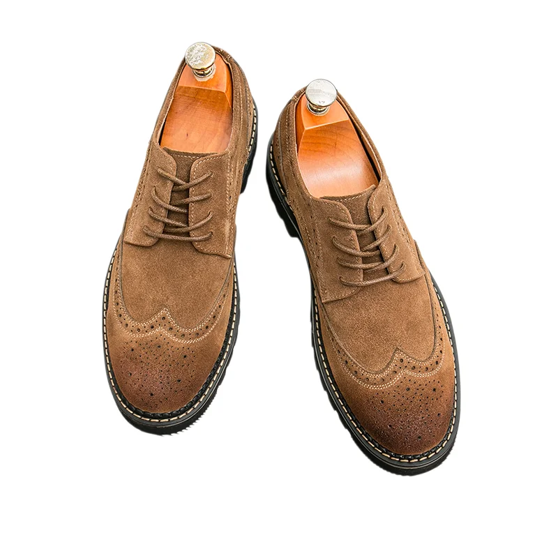 Bruine suède brogue-oxfords vo - Large Men Formal Wear recensie en prijs