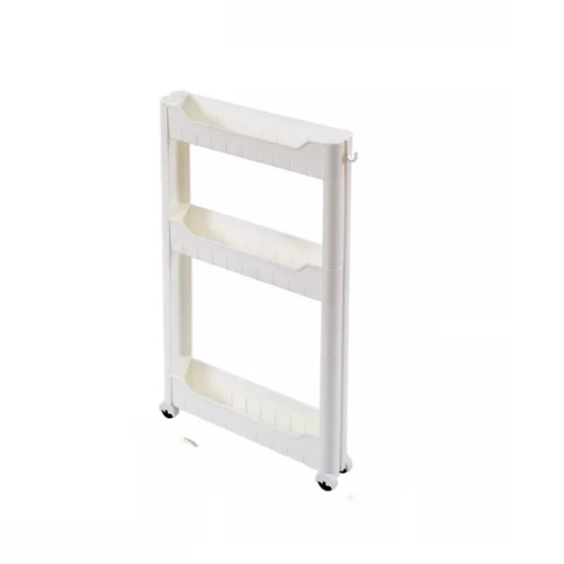 Cream Style Kitchen Hidden Seam Storage Rack Refrigerator Dream Back Seam Storage Cabinet Bathroom Movable Wheeled Storage Rack