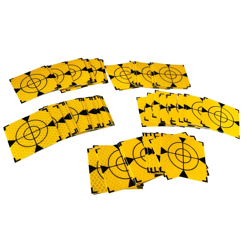 100pcs 60x60mm Size 20x20 30x30 40x40 50x50 mm Reflector Sheet For Total Station Surveying Yellow + Triangle Reflective Sticker