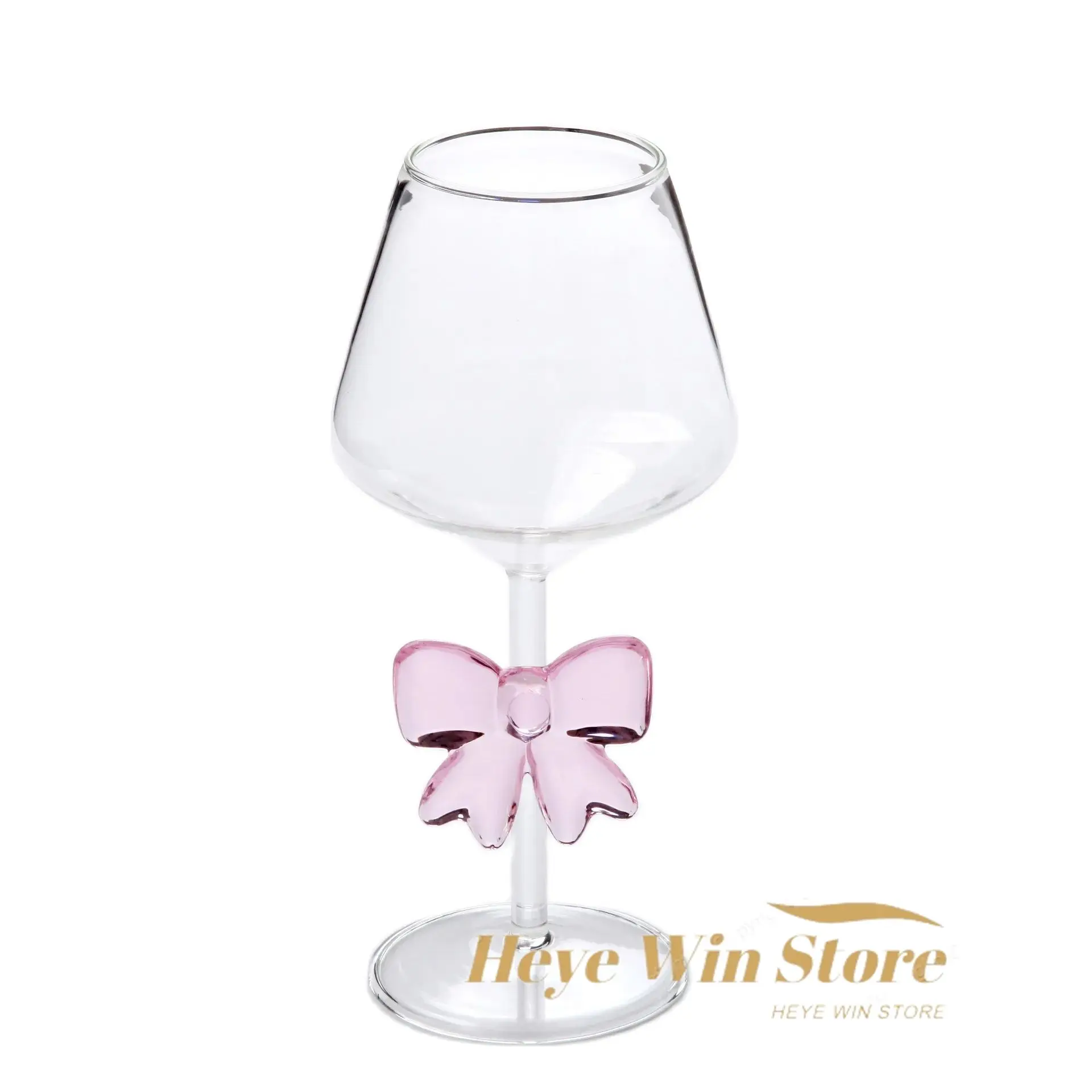 Pink Bow Ceative Large Capacity Red Wine Glasses Cup with Stem Glass Goblet Cup for Wedding Party Girls