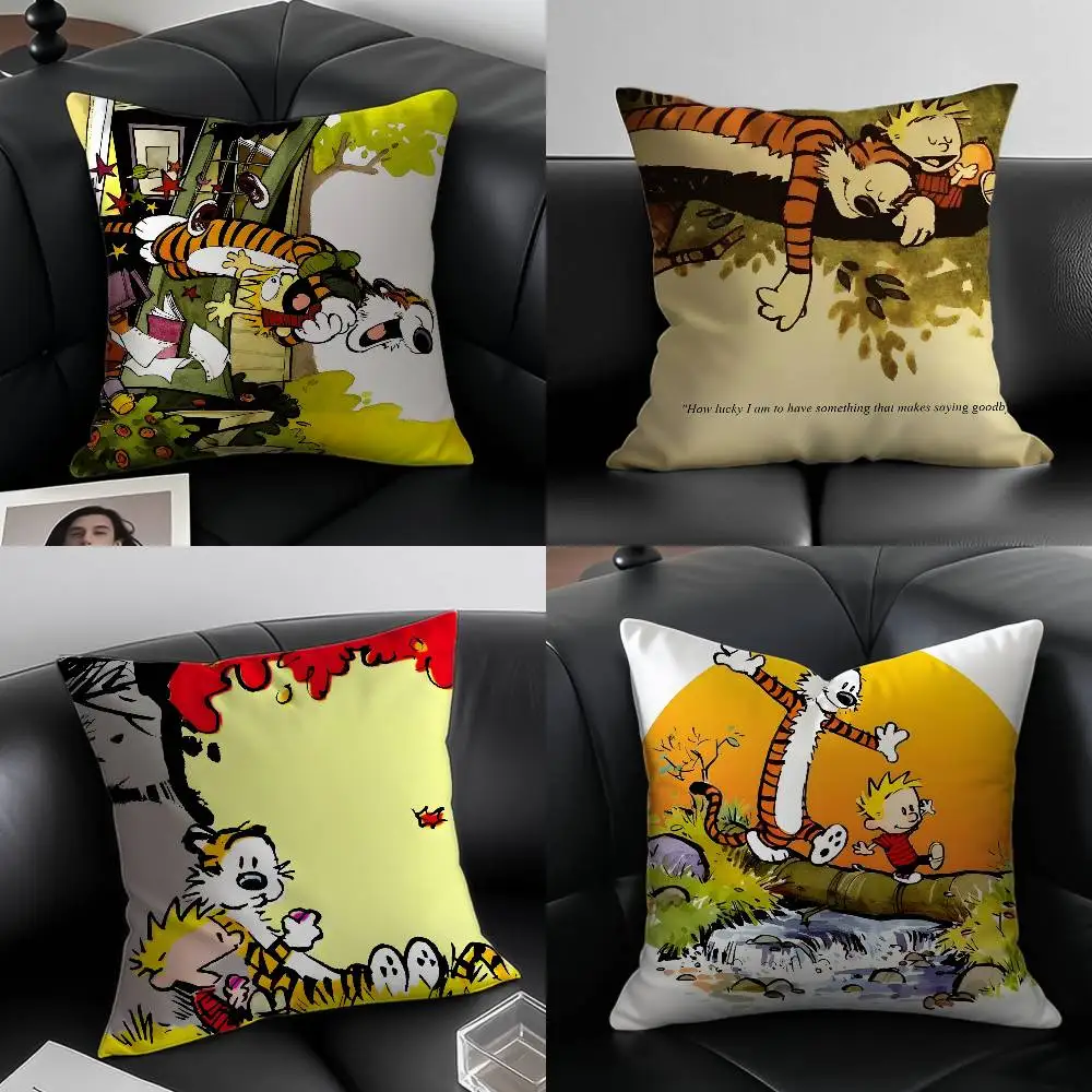 

C-Calvin And H-Hobbes Pillow Case Custom Printed Brushed Fleece Pillow, Baby Skin-Touch, Eco-Friendly Dye-Sublimation Cushion Fo