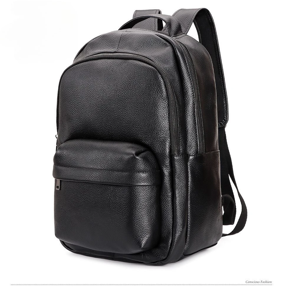 100% Cow Genuine Leather Men Backpacks Fashion Real Natural Leather Student Backpack Boy Luxury Brand Large Computer Laptop Bag