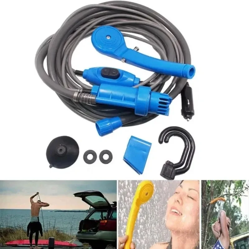 Portable Camping Shower Outdoor Handheld 12V Electric Camp Shower Pump Kit For Outdoor Hiking RV Travel Pet Cleaning