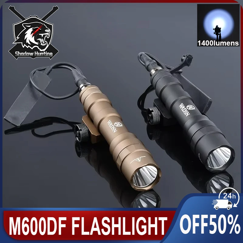 WADSN Tactical M600 M600DF Flashlight 1400 Lumens High Power LED Lamp Airsoft Hunting Weapon Scout Light With Pressure Switch