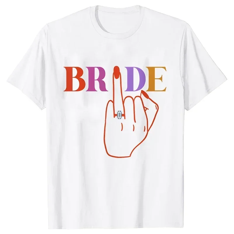 Colourful Bride and Team Ring Finger T-shirt Funny Bridal Wedding  Tees Girls Single Farewell EVJF Bachelorette Hen Party Tops