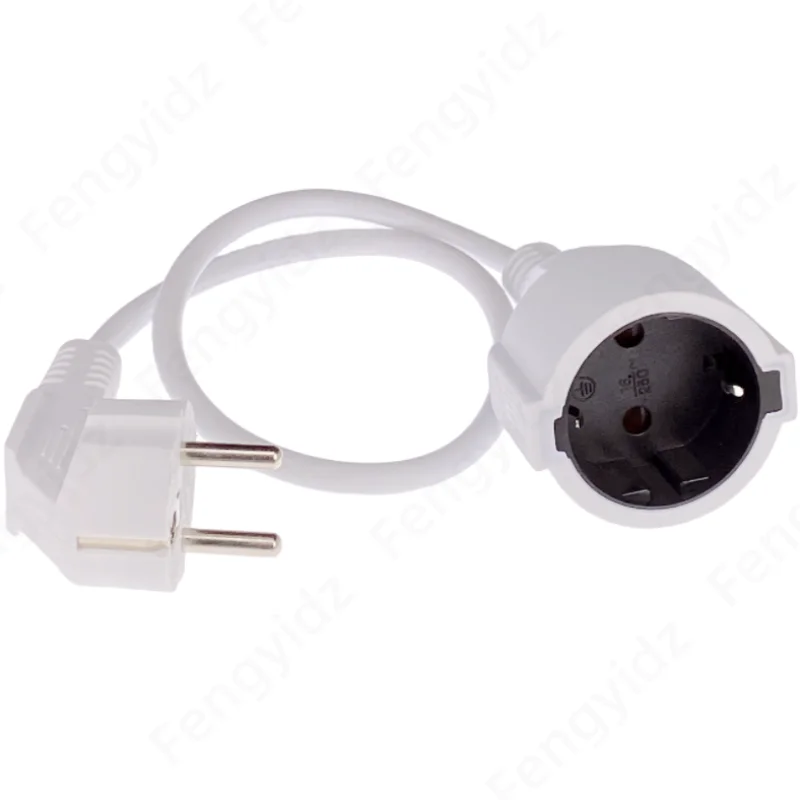 1 قطعة الأبيض 0.5 متر الاتحاد الأوروبي الألمانية التوصيل تمديد المقبس كابل الطاقة IEC320 16A 250 فولت ذكر إلى أنثى خادم سلك الطاقة 0.75 مربع