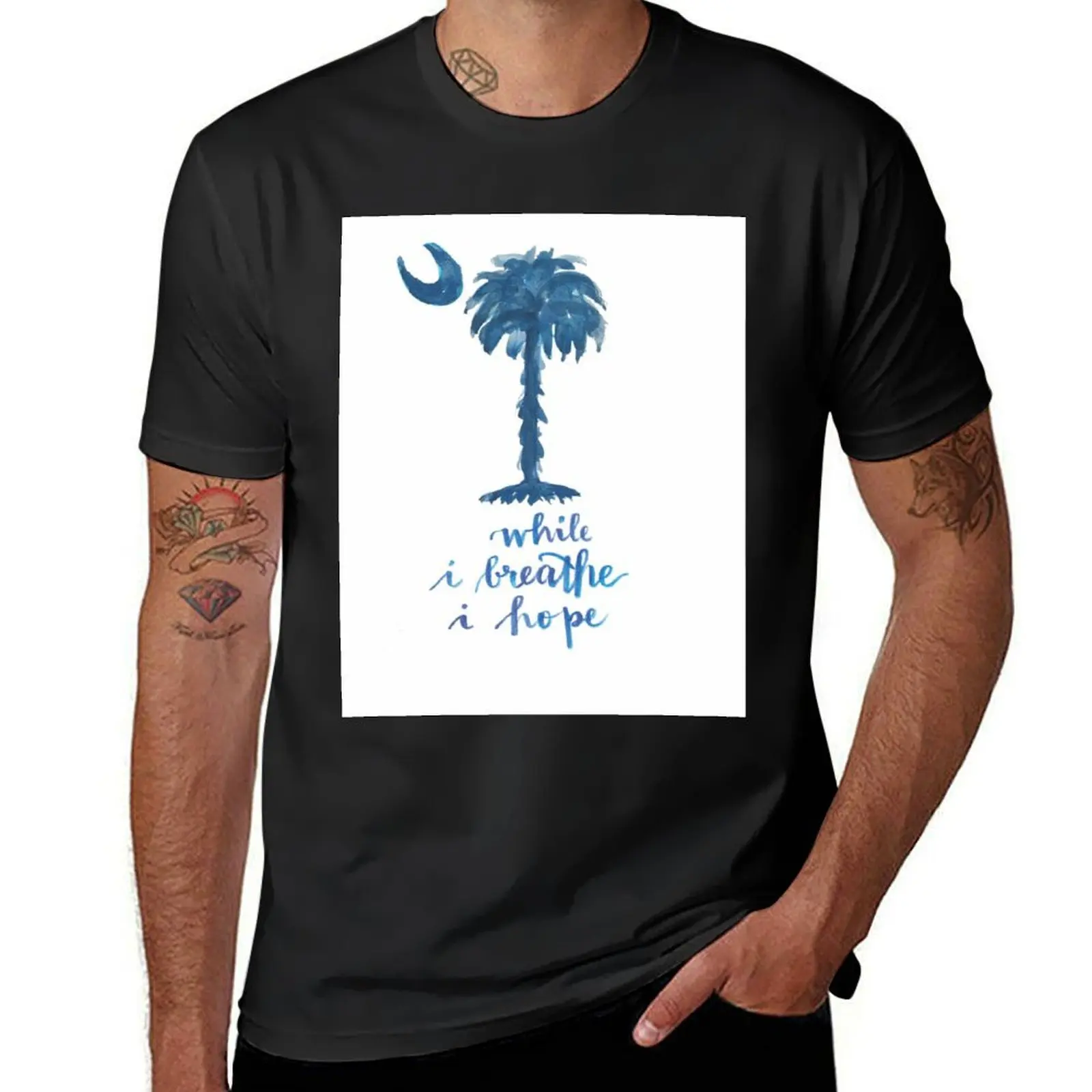 While I Breathe I Hope SC Palmetto Moon T-Shirt quick-drying heavyweights mens clothes