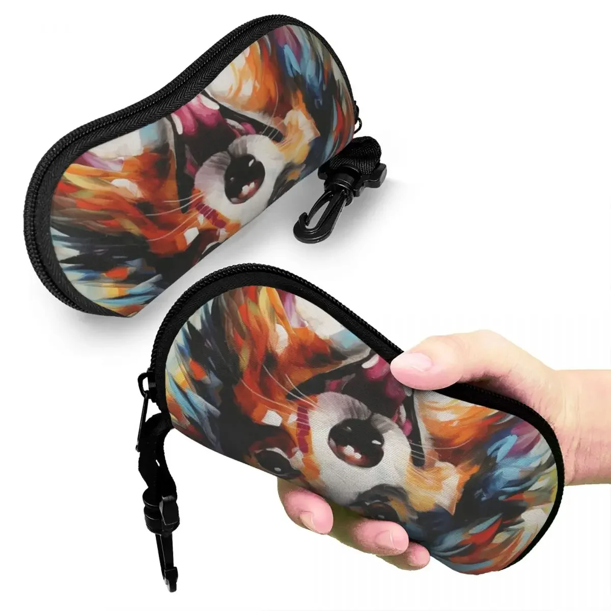 

A Papillon Dog Masterpiece Shell Glasses Case Protective Sunglasses Box Women Men Soft Eyeglasses Bag Pouch