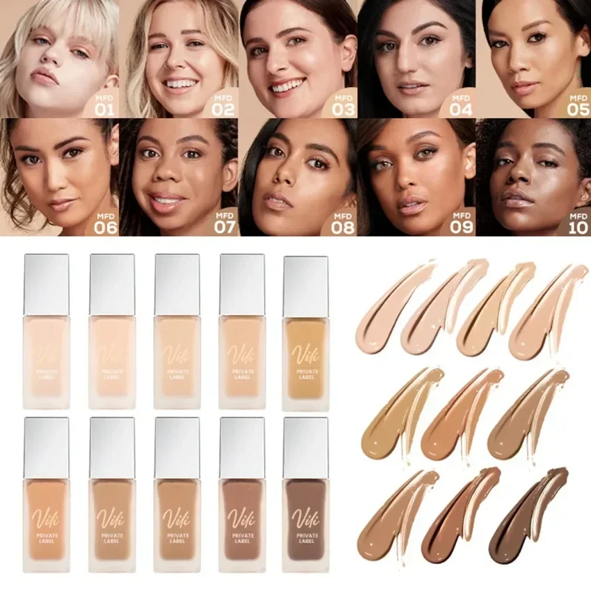 

30ml Liquid Foundation Private Label Full Coverage Long Lasting Oil Control Concealer Brighten Makeup Custom Logo Bulk Vegan
