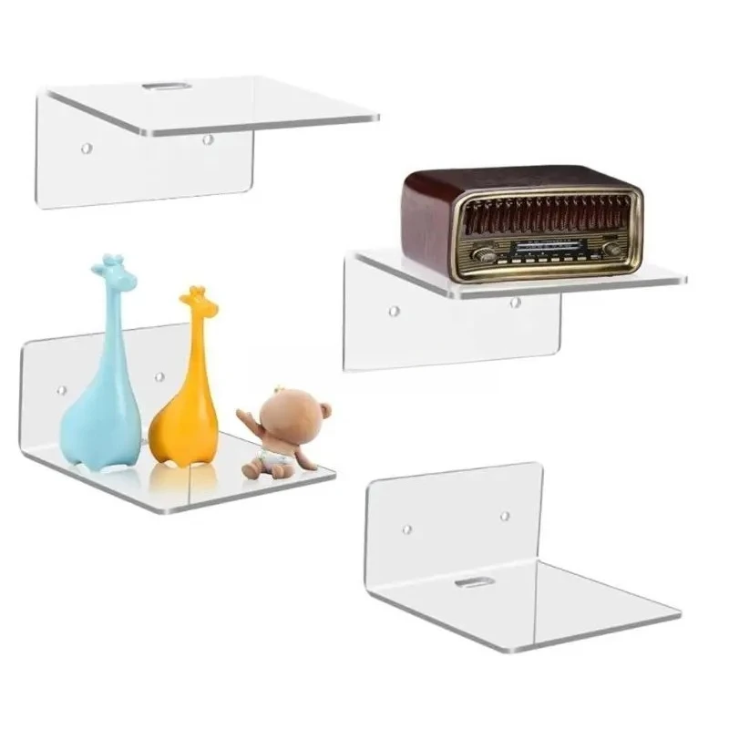 4/6/12 Stück Acryl-Wandregale, schwebende Regale, transparente kleine Regale, Produktpräsentationsständer, Wanddekoration, Aufbewahrungsregal