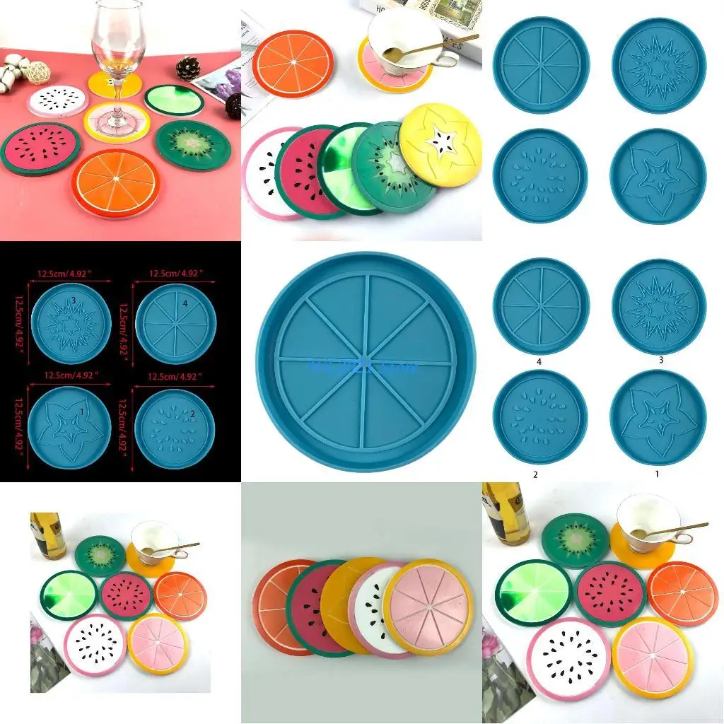 

G5GC Epoxy Resin Mold Flower Fruits Pattern Silicone Concrete Mould Handmade Family Gathering Tea Home Decor