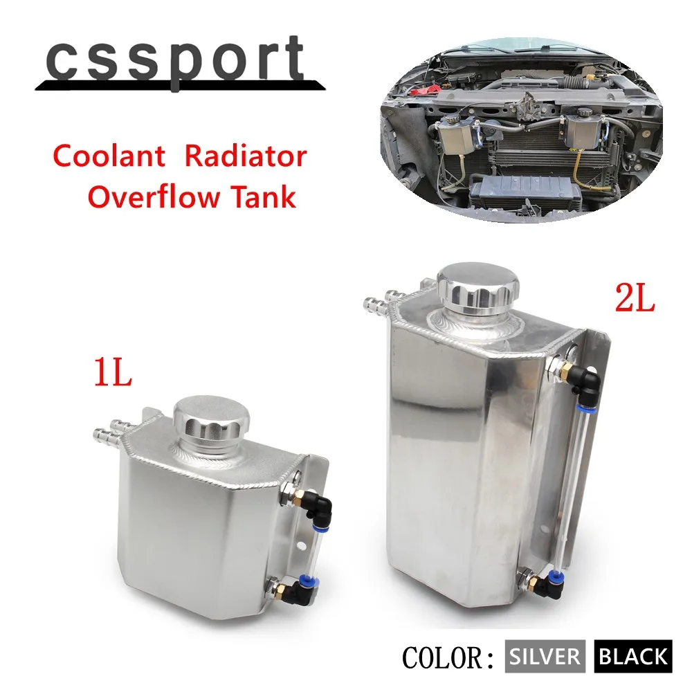 Universal  Aluminum 1L/2L Engine Coolant  Radiator Overflow Tank  Oil Catch Can Square Overflow Tank With Drain Plug