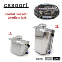 Universal  Aluminum 1L/2L Engine Coolant  Radiator Overflow Tank  Oil Catch Can Square Overflow Tank With Drain Plug