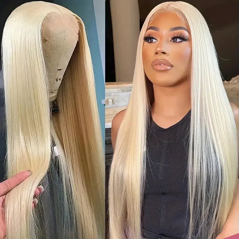 Rosabeauty 13x4 Blonde 613 HD Transparent Straight Lace Front Human Hair Wigs Glueless 13X6 Frontal Wig Preplucked 250% 40Inch