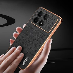Leather Case for Poco X6 Pro Case Luxury Plating Bumper Shockproof Cover for Xiaomi Poco F6 X6 X7 Pro F7 Ultra 5G Case