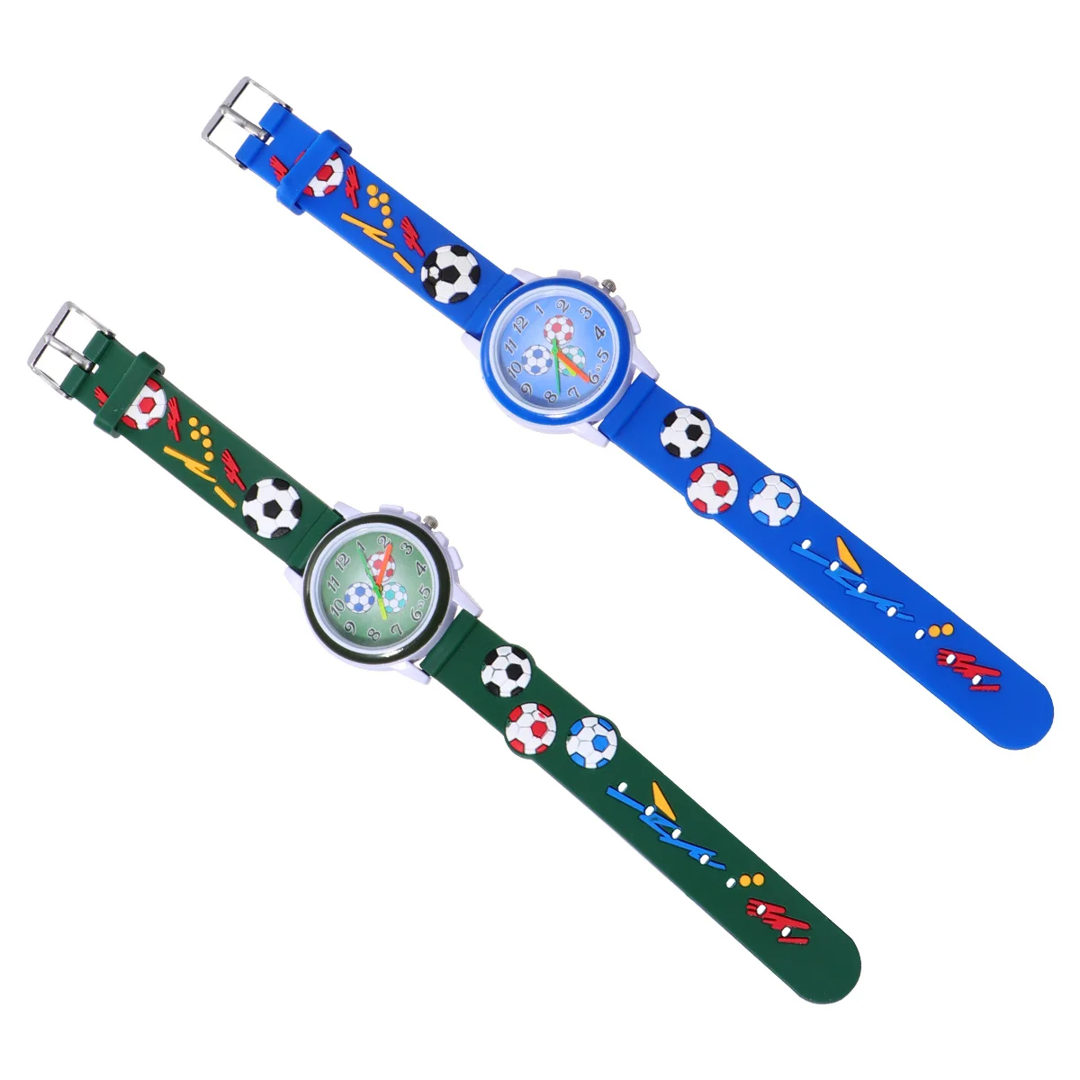 2 قطعة ساعة يد للأطفال ثلاثية الأبعاد مطبوعة برسوم كرتونية وتصميم إبداعي وحزام مريح ودقيق لحفظ الوقت للأطفال هدايا للأطفال #1