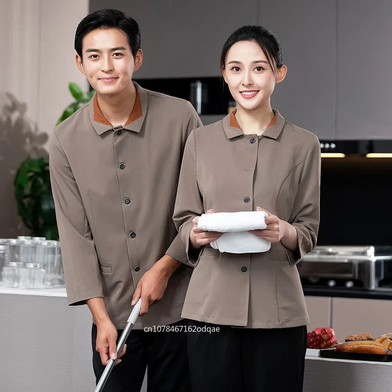 autumn-and-winter-women's-long-sleeved-cleaning-overalls-lapel-cleaning-clothes-community-property-hotel-rooms-aunt-tooling