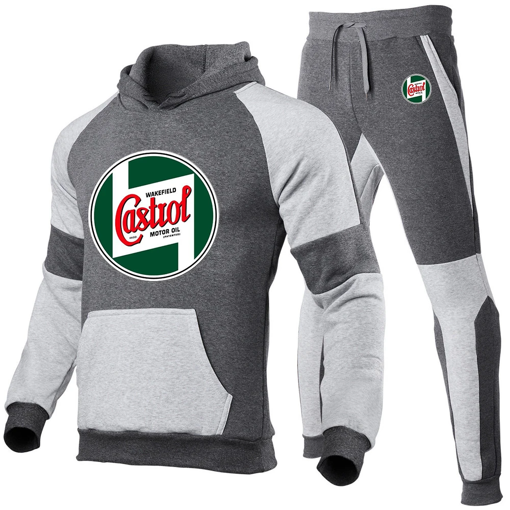 Castrol Vintage Zeichen 2024, neuer Stil für Herren, Frühling und Herbst, lässig, Reißverschluss, Hoodies, Sweatpant, Harajuku, Sport, bequemer Anzug