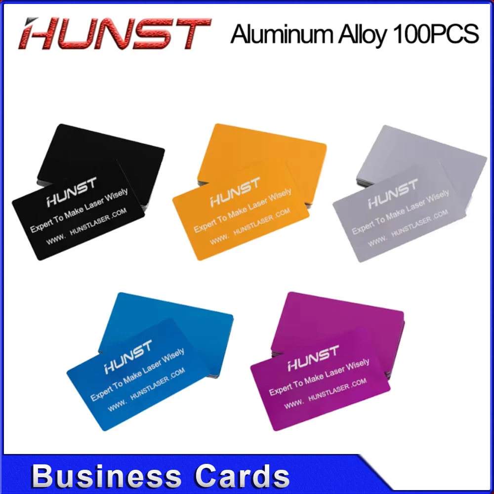 Hunst 100 قطعة/الوحدة بطاقات اسم الأعمال متعدد الألوان سبائك الألومنيوم الصفائح المعدنية اختبار المواد لآلة الوسم بالليزر