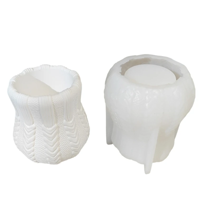 DIY Cable Knit Pattern Flower Arrangement Vase Casting Silicones Mold For Handmade Home Decoration Crafting Activity