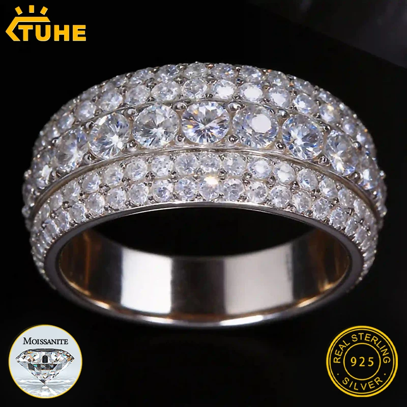 TUHE Unisex Iced Out Moissanite Men's Rings S925 For Man Hip Hop Jewelry luxury S925 Ring Pave Setting Man Jewelry Accessories view 2