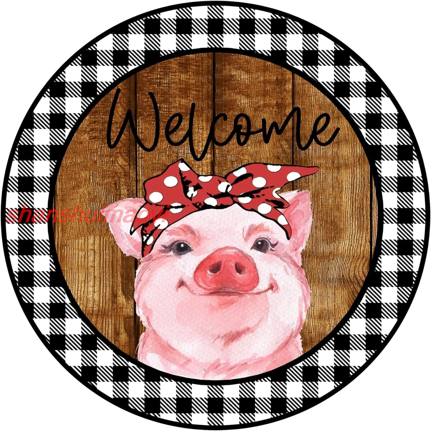 shan tal Tin Sign 12 X 12 Inches Pig Wreath Sign, Farmhouse Sign, Wreath Center, Wreath Attachment, Tiered Tray Sign, Doo 1pc