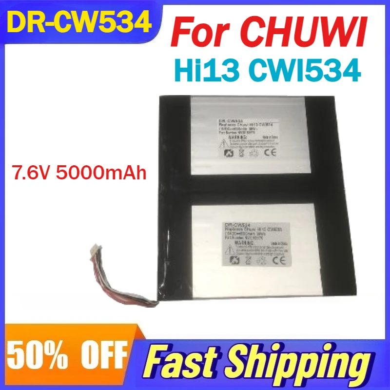 

High-Quality 7.6V 5000mAh DR-CW534 Laptop Lithium Polymer Battery for CHUWI Hi13 CWI534 Fast Shipping
