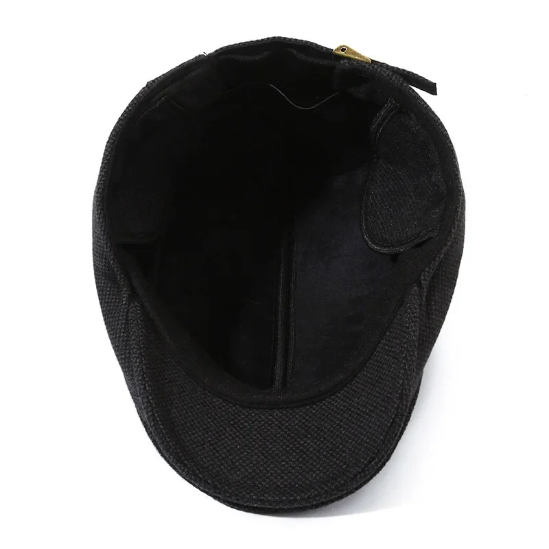 Hombres Mujeres Gorras Boina Vintage Plain Elegante invierno cálido Sombreros Newsboy Bonnets con orejeras