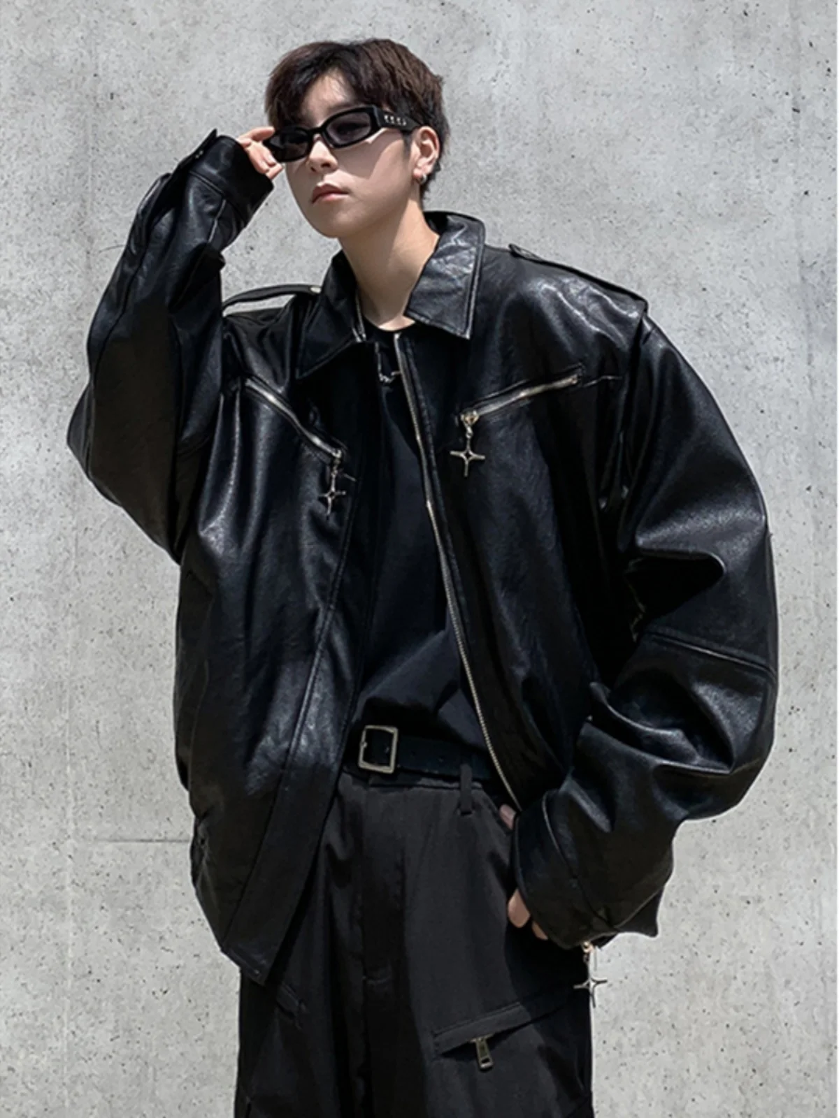 

Мотоциклетное пальто из искусственной кожи для зрелых американцев, мотоциклетное пальто для мужчин на весну и осень