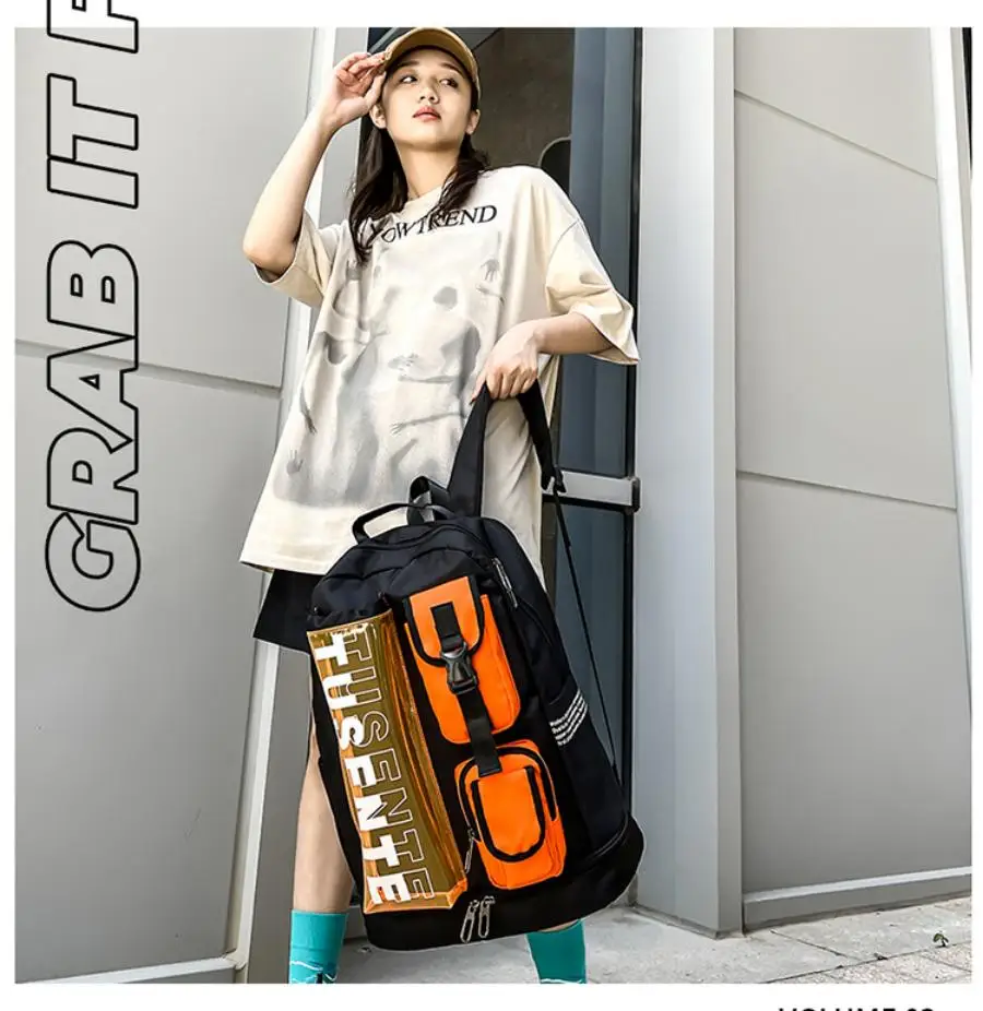 حقيبة كرة الريشة، حقيبة ظهر، حقيبة رياضية، سعة كبيرة، وضعية مستقلة للأحذية، حقيبة مضرب تنس بألوان متباينة #3