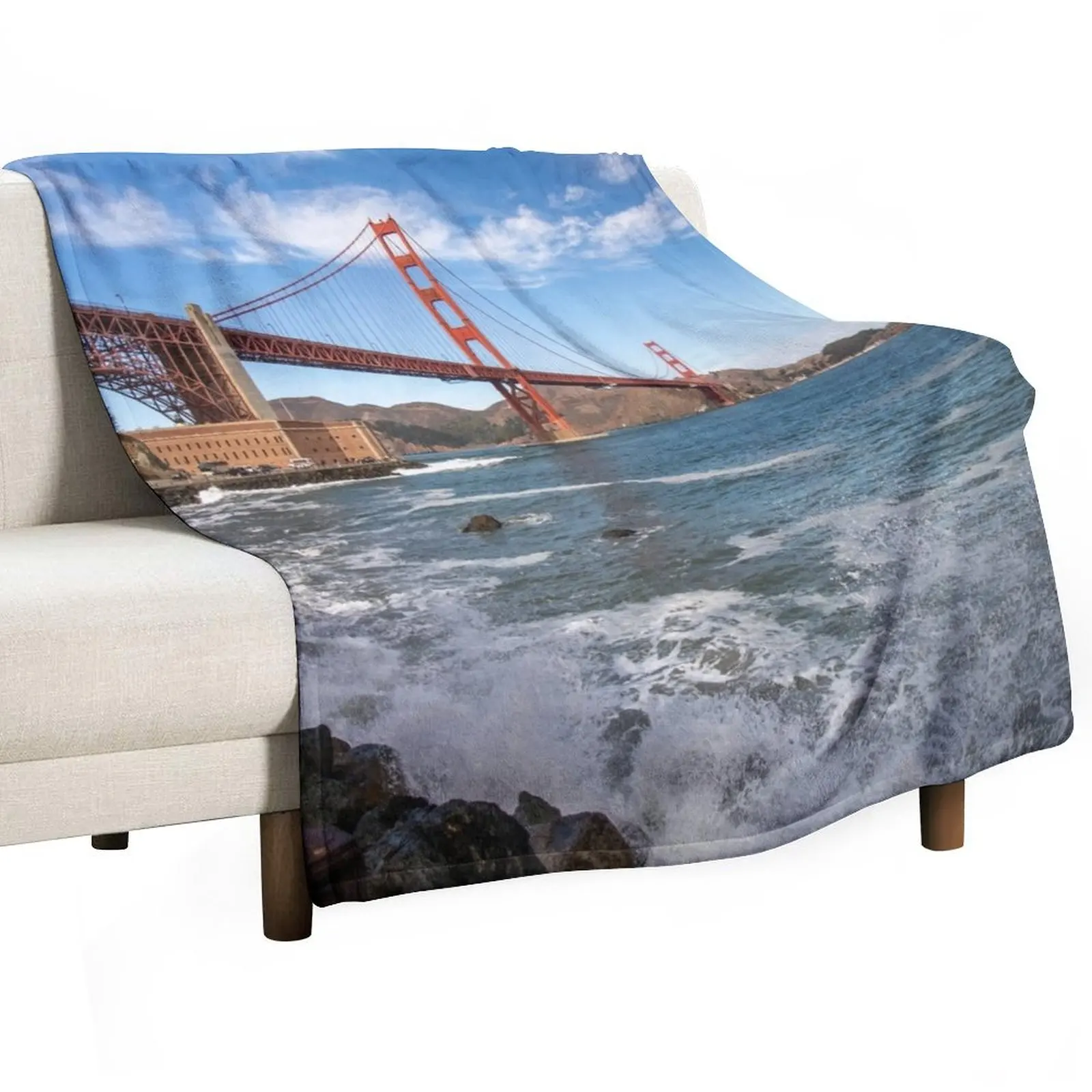 Golden Gate - San Francisco Throw Blanket Heavy Hairy Shaggy Baby Luxury Designer Decorative Sofa Blankets
