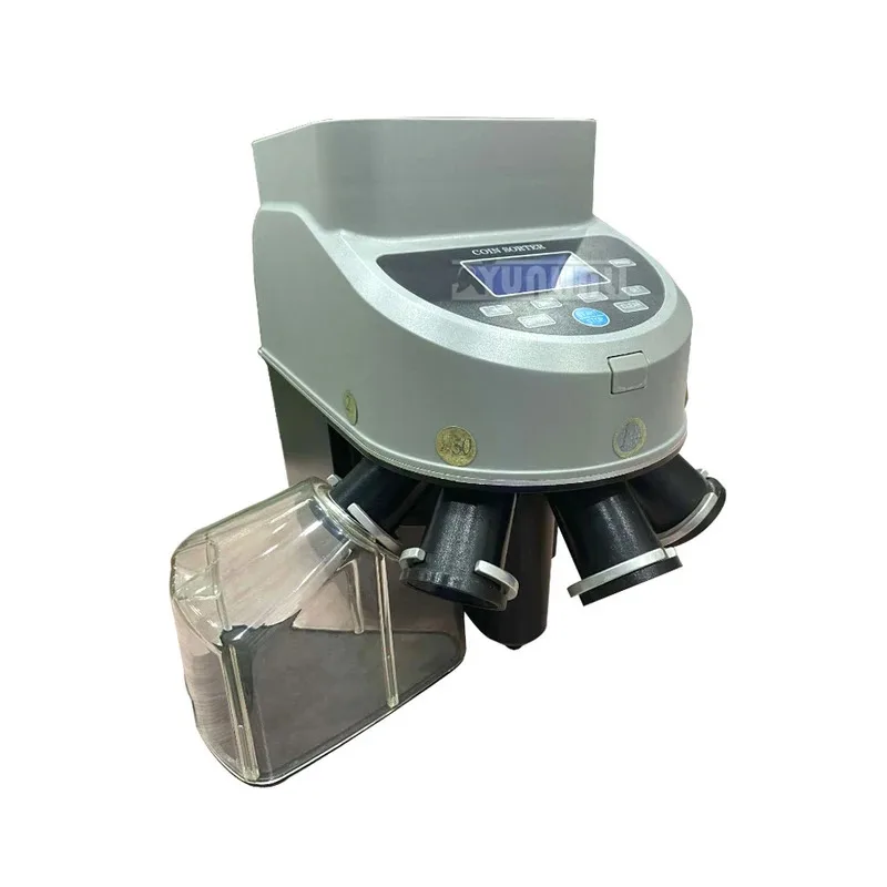 Coin Counter Sorter, Euro/Japanese/Thailand/Malaysia Machine, 1000/min, Holds 500-1000 Coins, with 4 Tube
