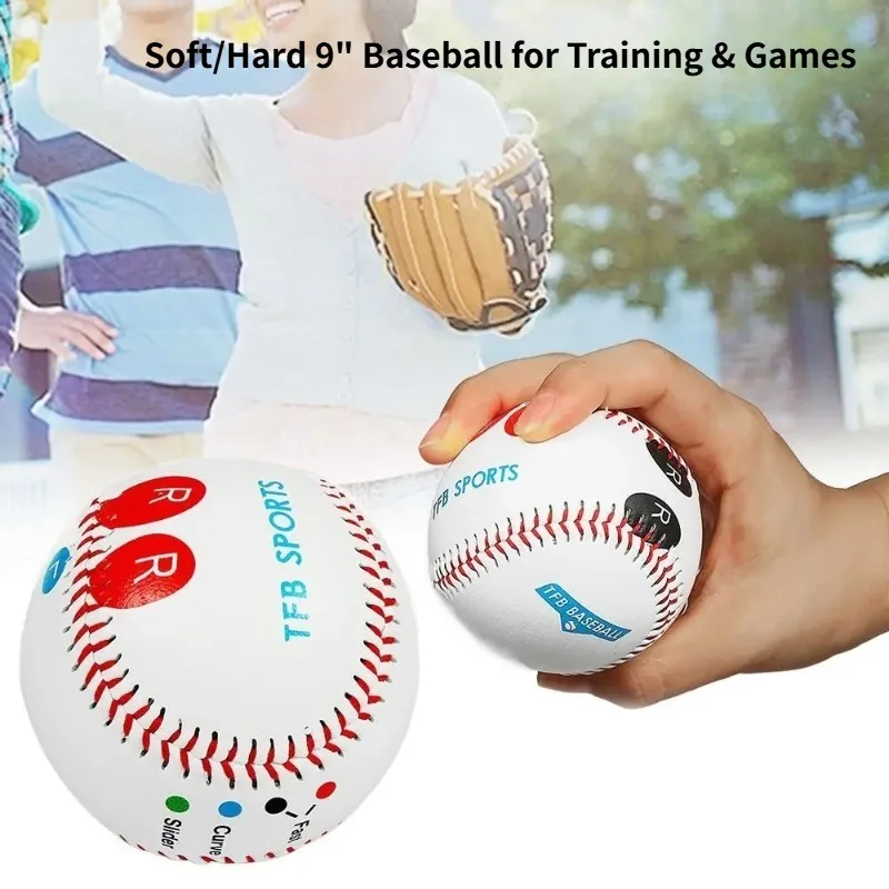 9 Inch Standard Baseball Softball Set, Finger Print Design Soft Hard Balls, Ideal for Kids Students Training and Game Practice