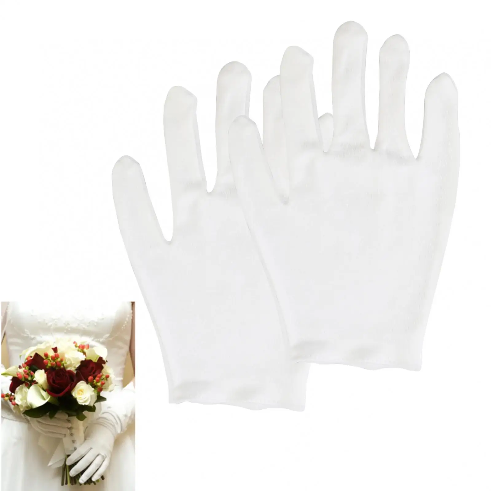 1  Pair White Washable Cotton Gloves for Women / Men, Soft Inspection Gloves