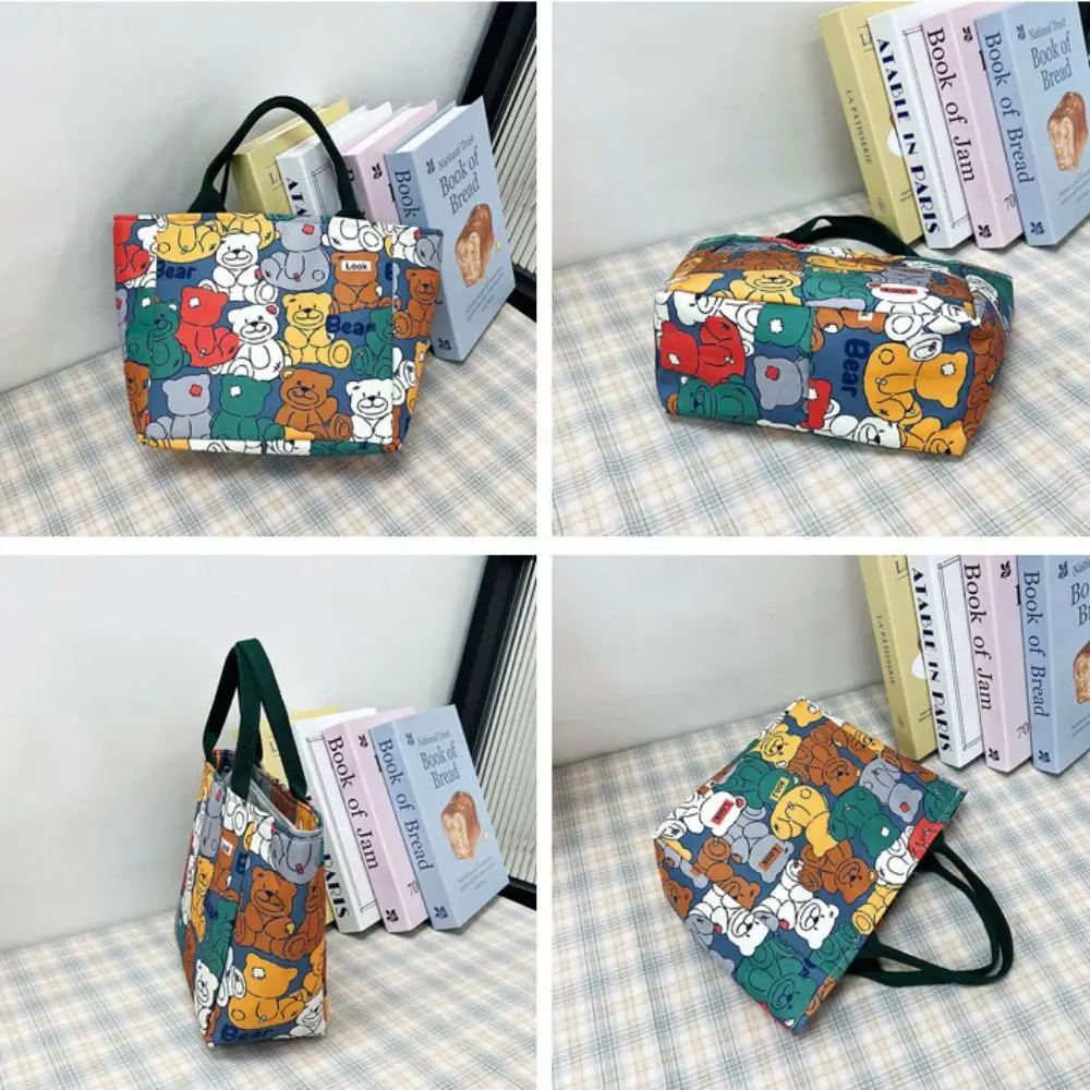 Casual Large Capacity Cartoon Graffiti Handbag Multifunctional Fashion Printed Handbag Denim Fabric Nylon Leisure Handbag Gift