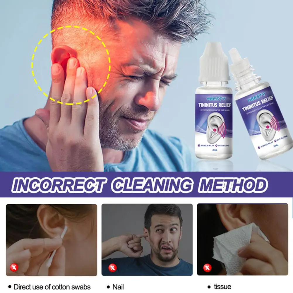 20ml Ear Ringing menghilangkan tetes Deafness bersih Earwax kanal penyumbat telinga sakit Tinnitus Essence Hearing Treatme P4X7