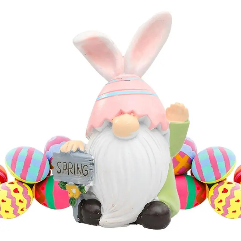

Resin Gnomes Figurines Durable Bunny Easter Decor For Garden Handmade Swedish Dwarf Faceless Doll Easter Ornament Decorations