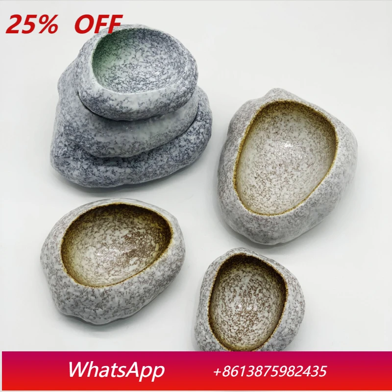 

Yjq 2 pcs Japanese stone bowl salmon sashimi made bowl personalized appetizer ceramic tableware