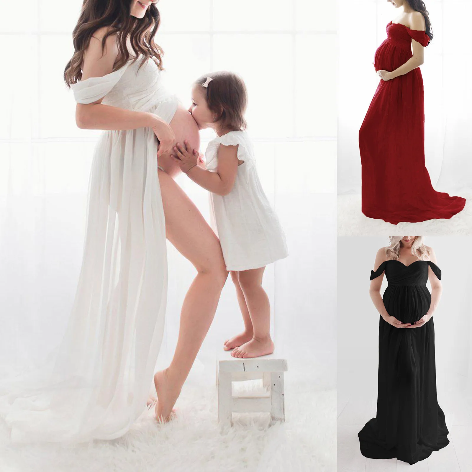 Dropshipping Sexy Maternity Dresses For Photo Shoot Chiffon Pregnancy Dress Photography Prop Maxi Dresses For Pregnant Women