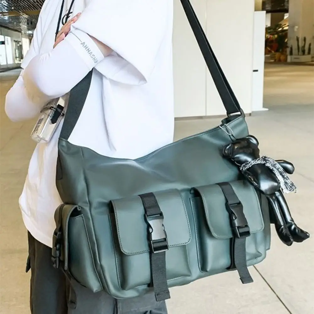 

Fashion Square Men Crossbody Bag Multi-Pockets Waterproof Messenger Bag Solid Color Multifunctional Nylon Shoulder Bag Travel