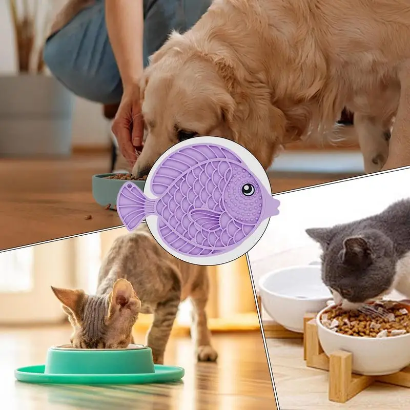 Silicone Food Mat para Pet, Slow Feeder, Fish-shaped, Eating, Puppy Enrichment Toys, Sucção Cup, Safe Dog Treat, Dog Lick