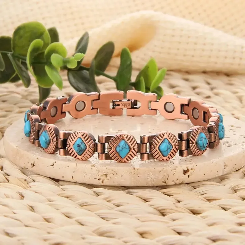 

Magnetic Turquoise Copper Bracelet For Women Vintage Copper Magnetic Bracelet Arthritis Chain Wristband