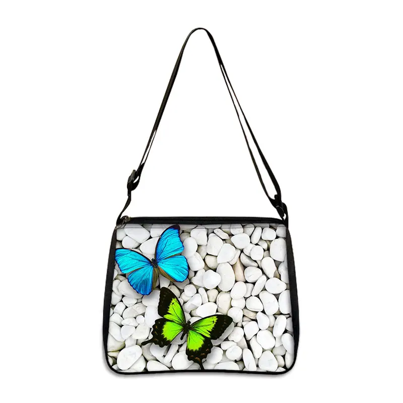 Beautiful Butterfly Print Handbag Women Canvas Shoulder Bag Lady Clutch Adjustable Underarm Cross Bag Shopping Bags Gift