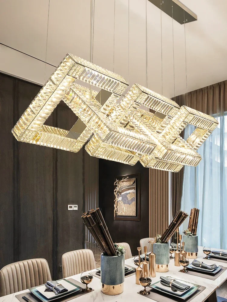 Modern LED High-end K9 Crystal Pendant Light Restaurant Lamps Villa Duplex Building Banquet Hall Hotel Bar Sales Department Lamp